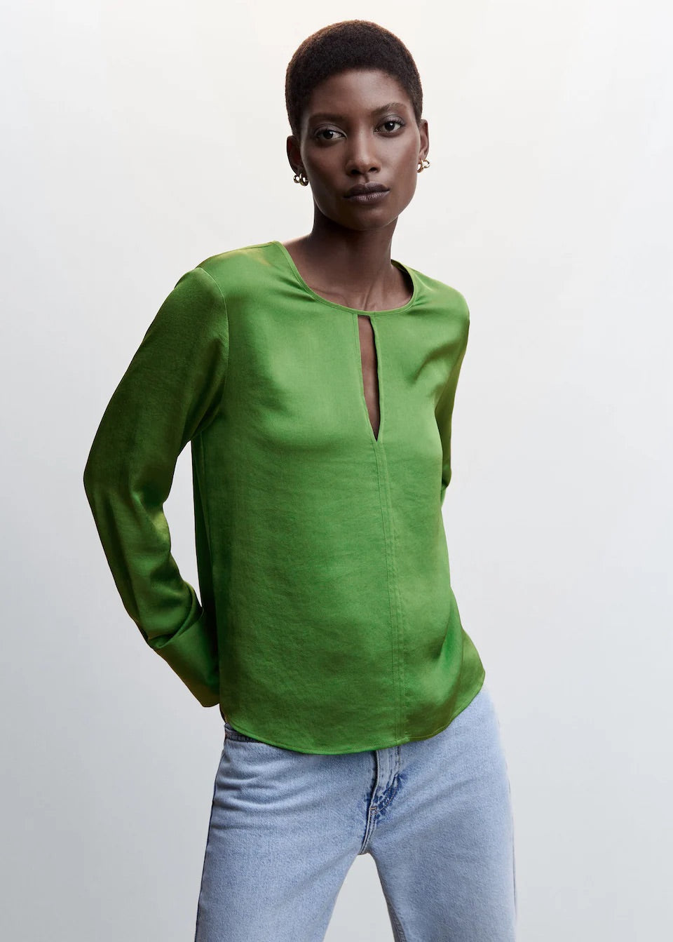 Satin blouse with slit