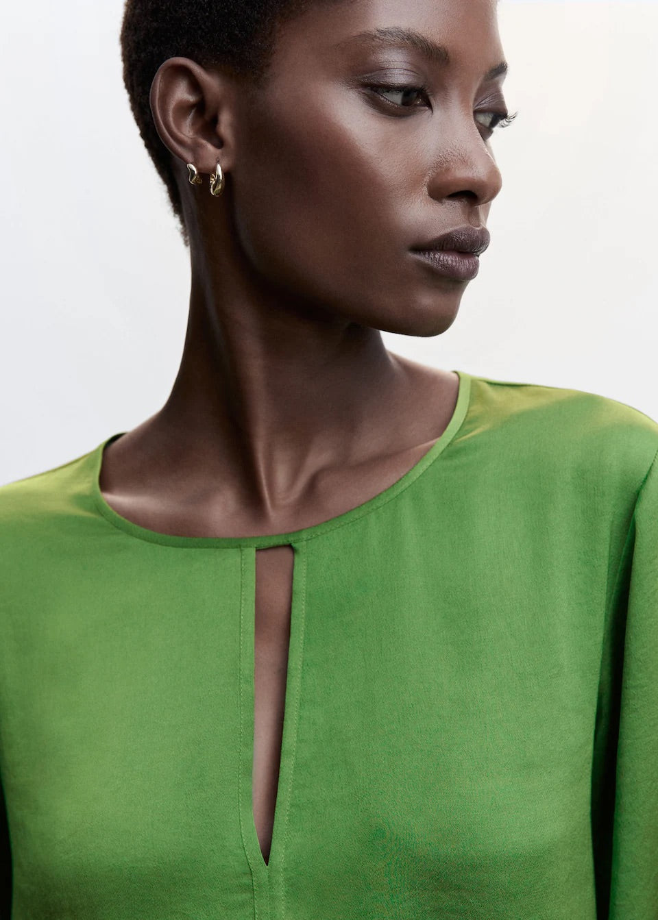 Satin blouse with slit