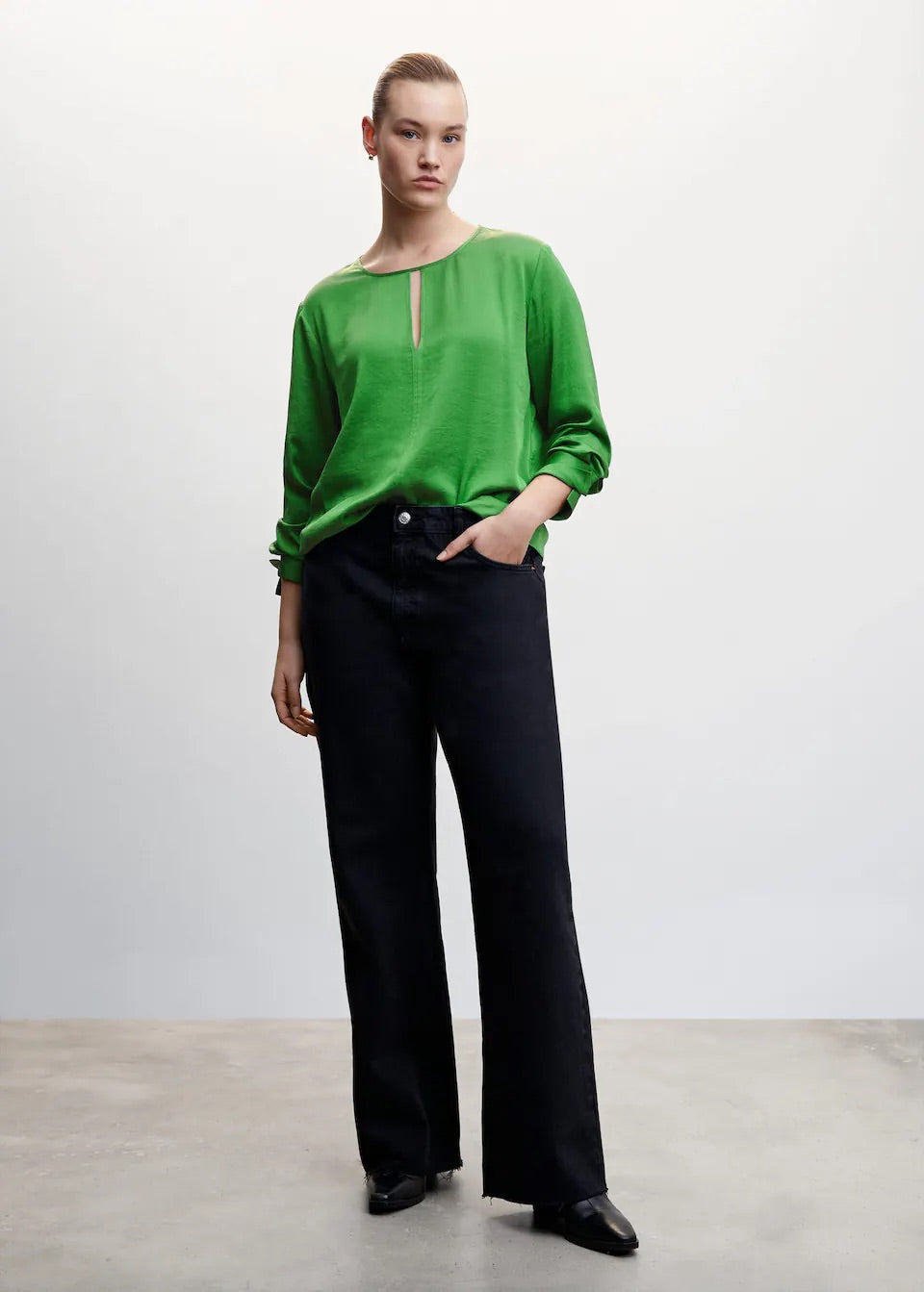 Satin blouse with slit