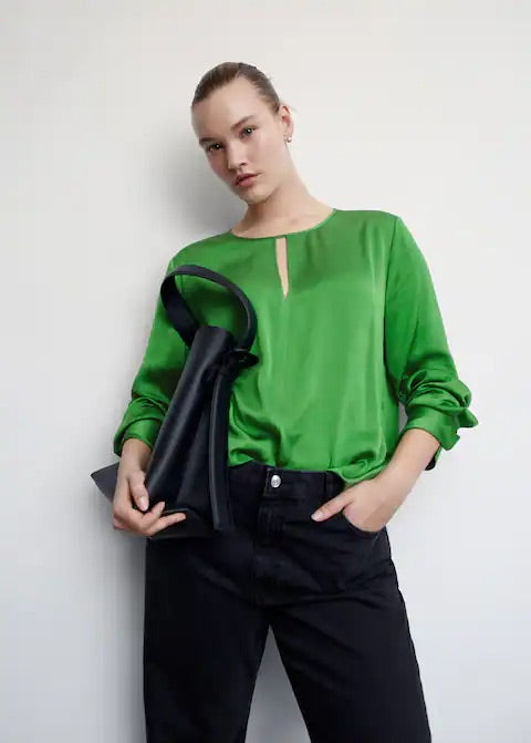 Satin blouse with slit
