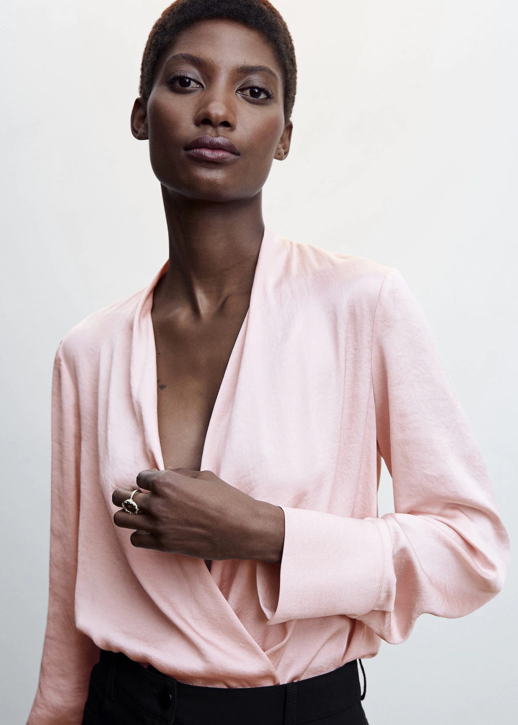 Satin wrap blouse
