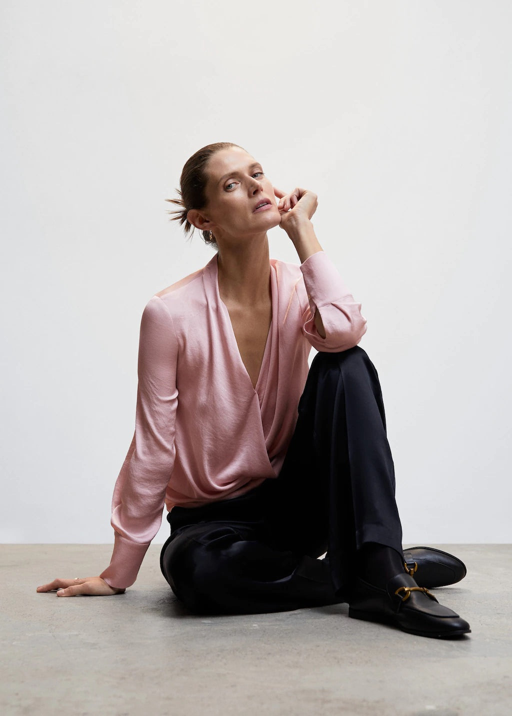 Satin wrap blouse