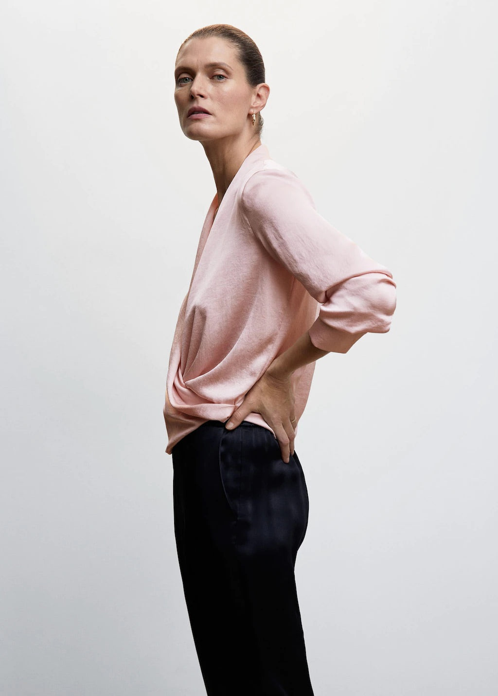 Satin wrap blouse