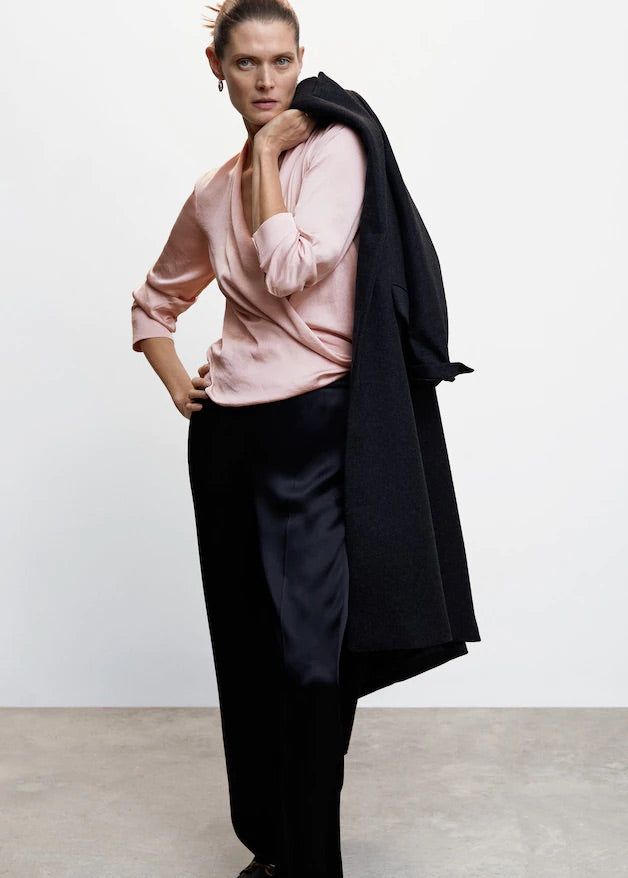 Satin wrap blouse