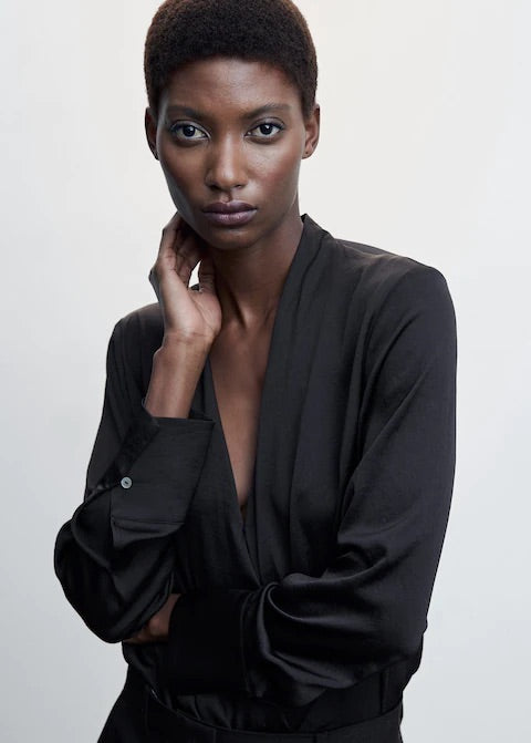 Satin wrap blouse
