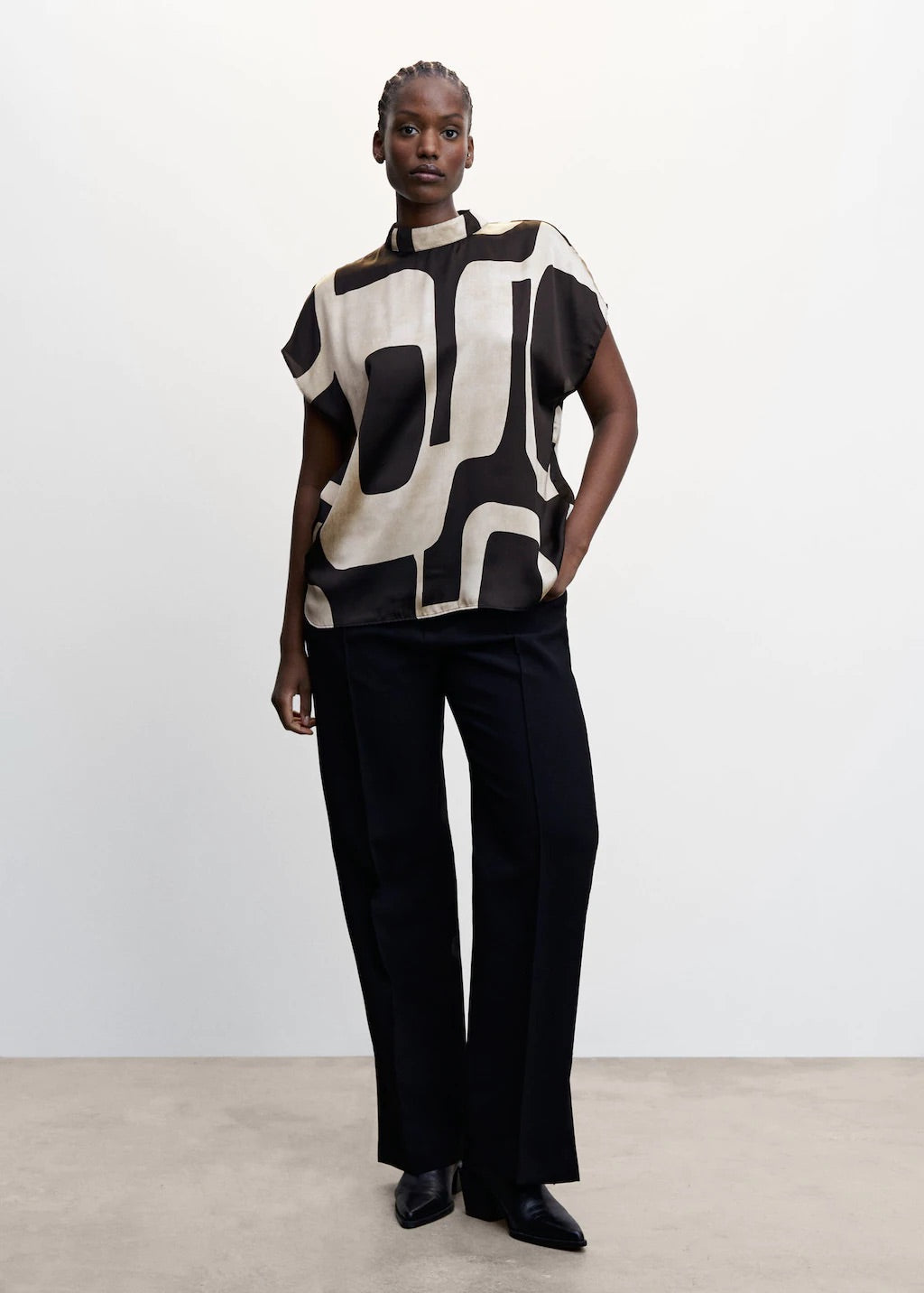 High neck printed blouse