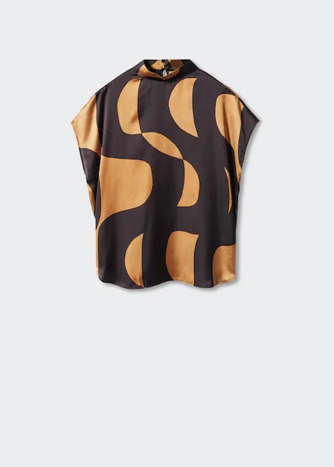 High neck printed blouse