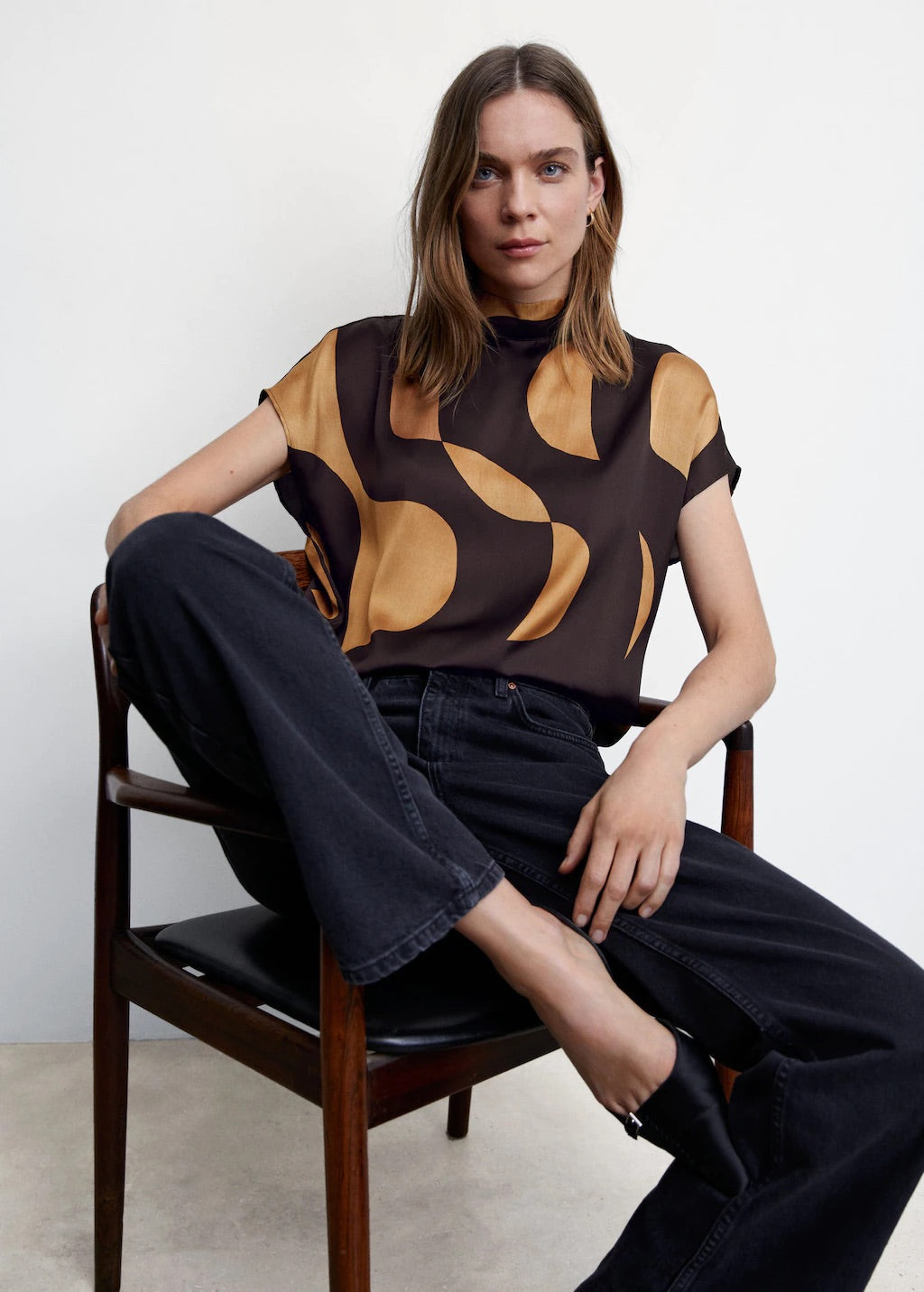 High neck printed blouse