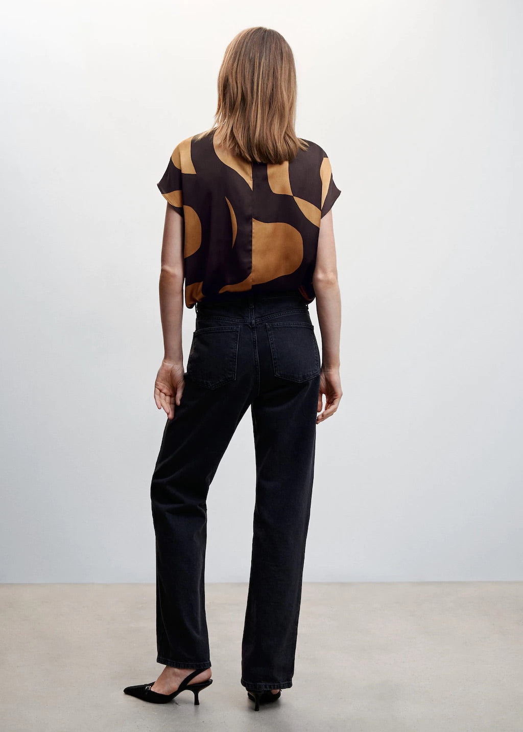 High neck printed blouse