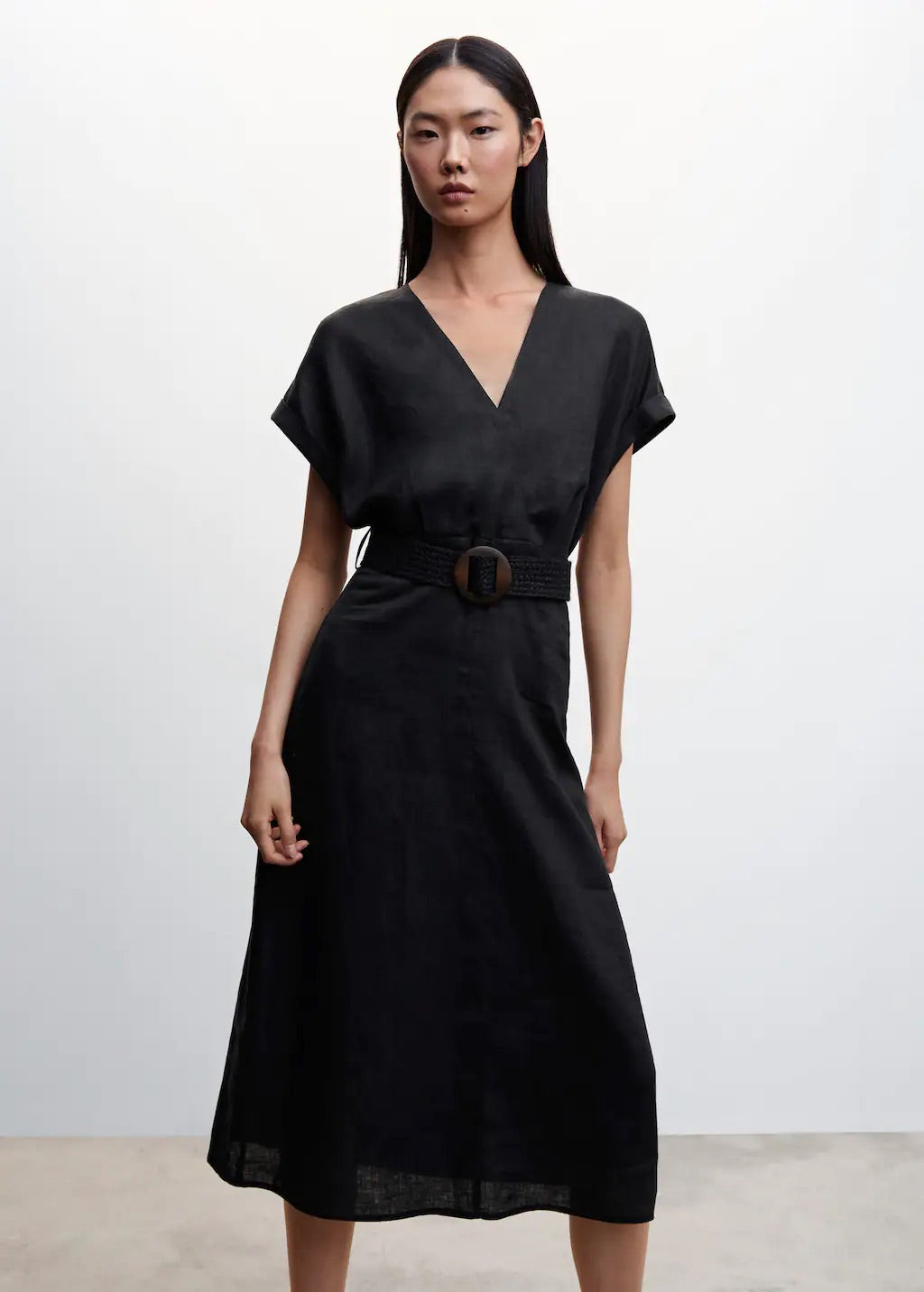 Belt linen dress
