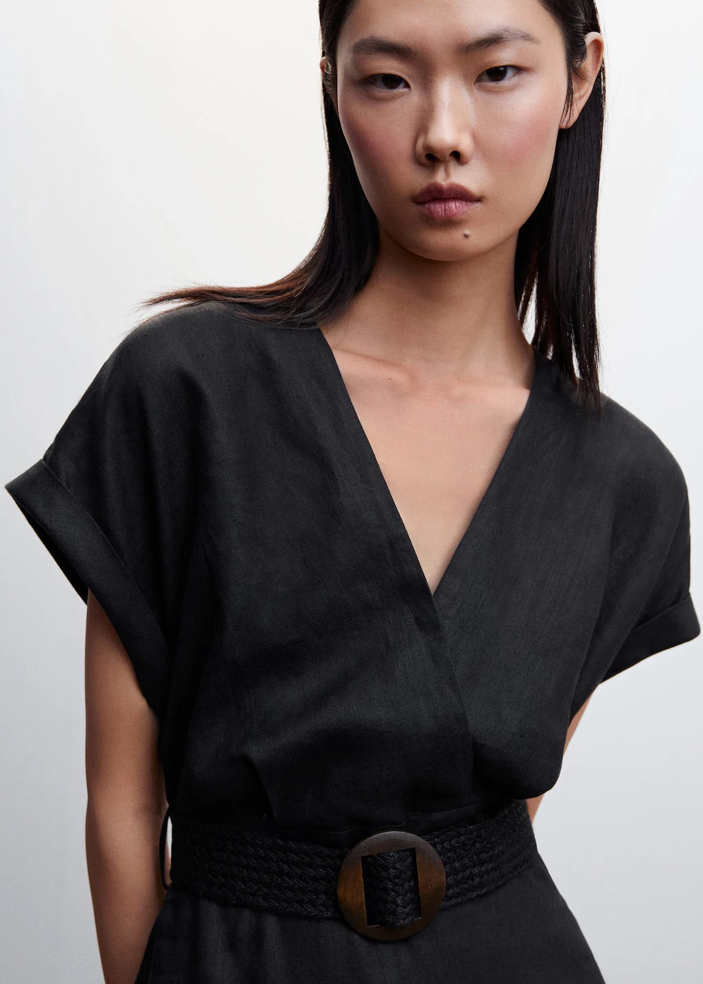 Belt linen dress