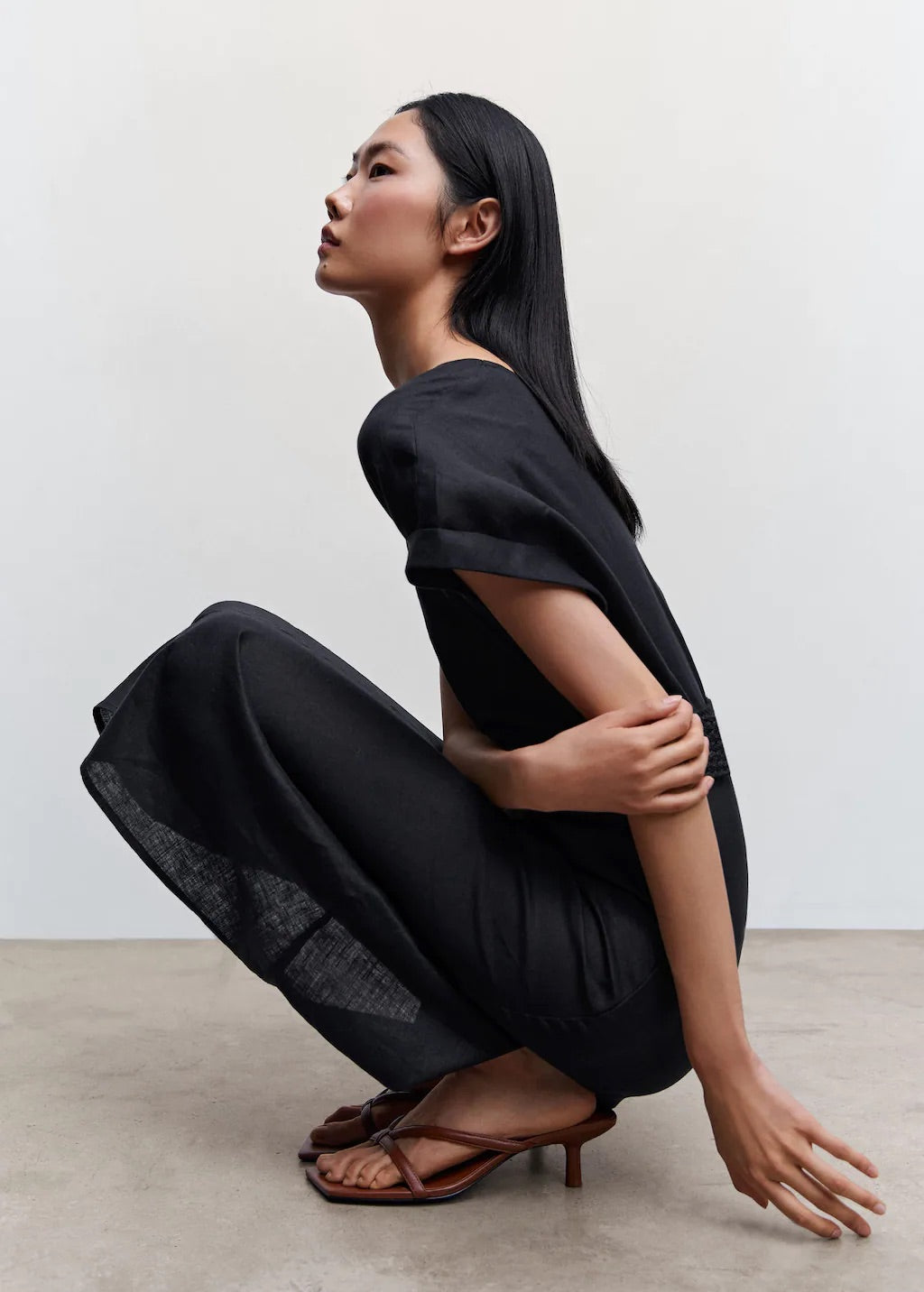 Belt linen dress
