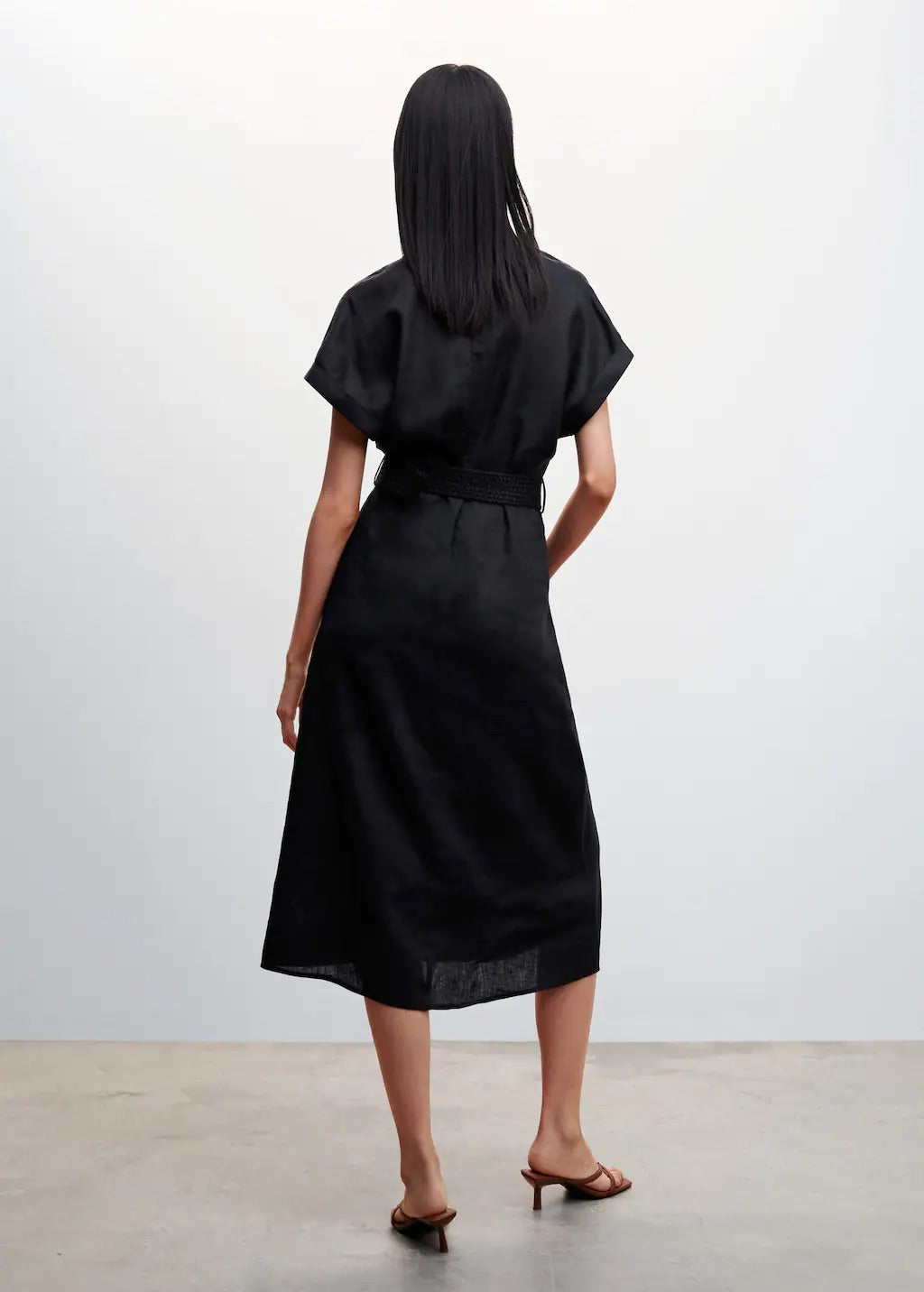 Belt linen dress