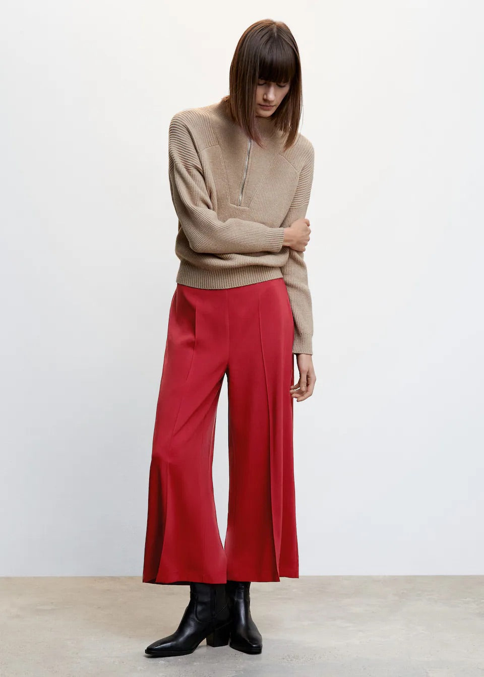 High-waist palazzo trousers