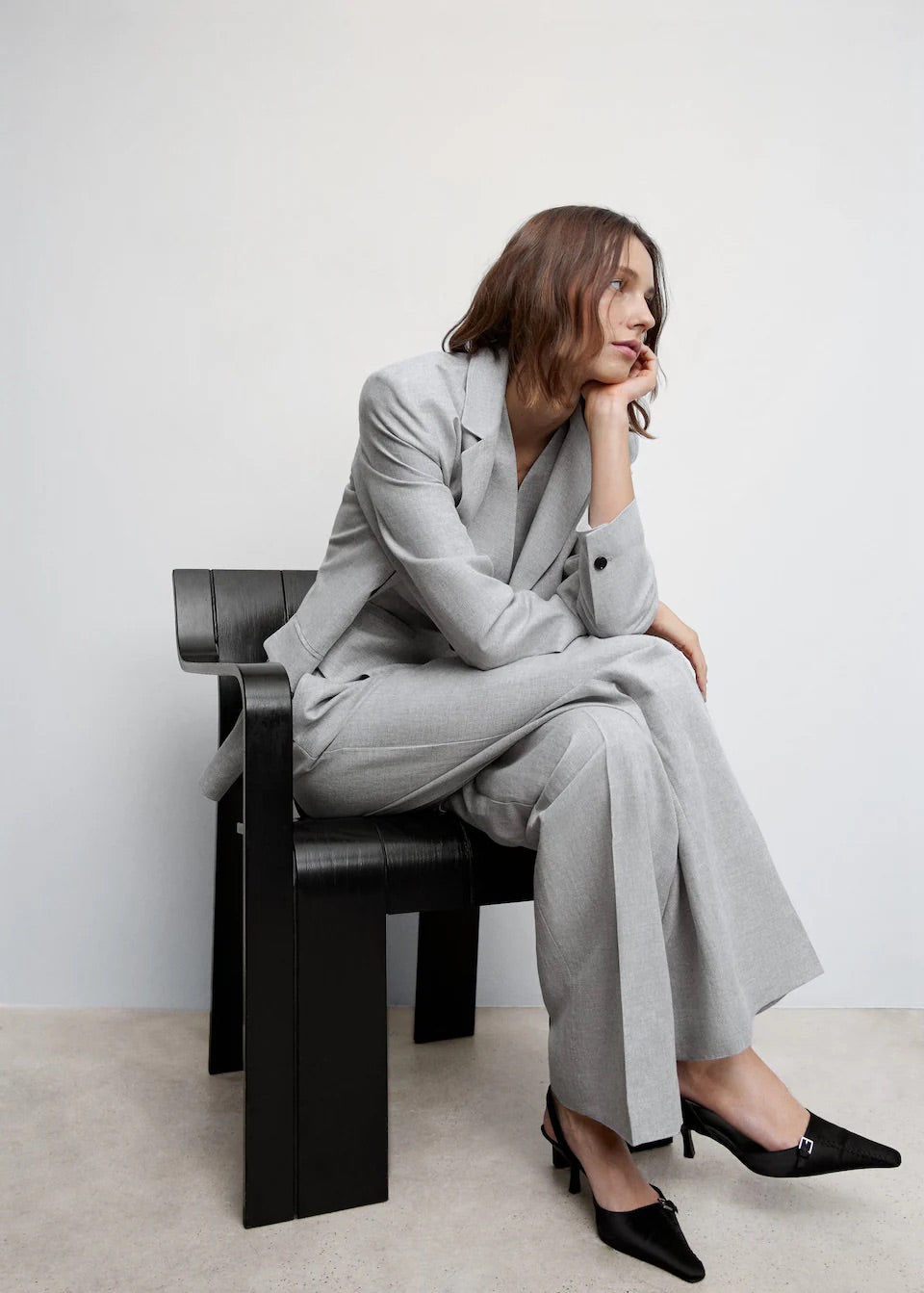 Herringbone linen suit trousers