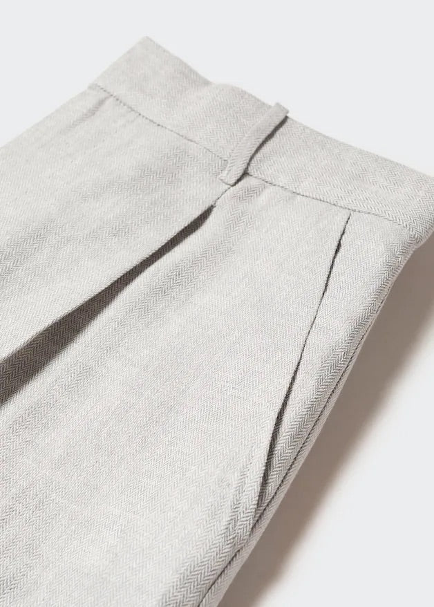 Herringbone linen suit trousers