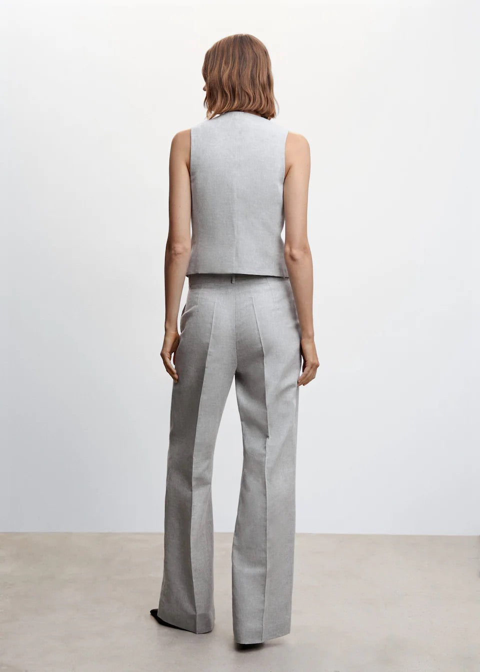 Herringbone linen suit trousers