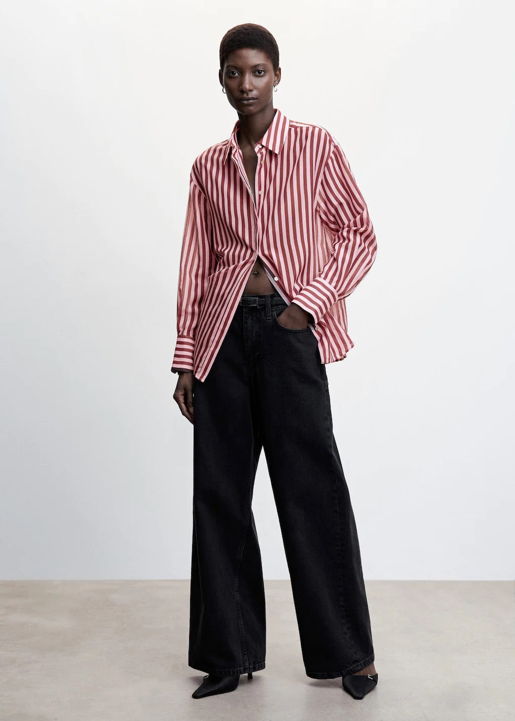 Striped cotton oversized shirt