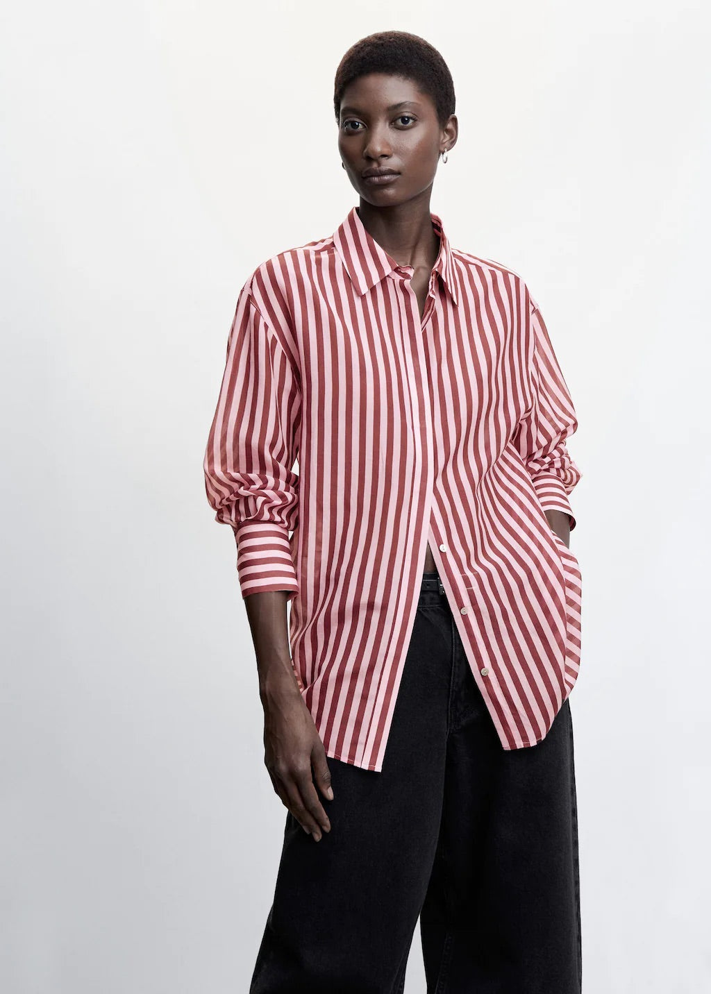 Striped cotton oversized shirt
