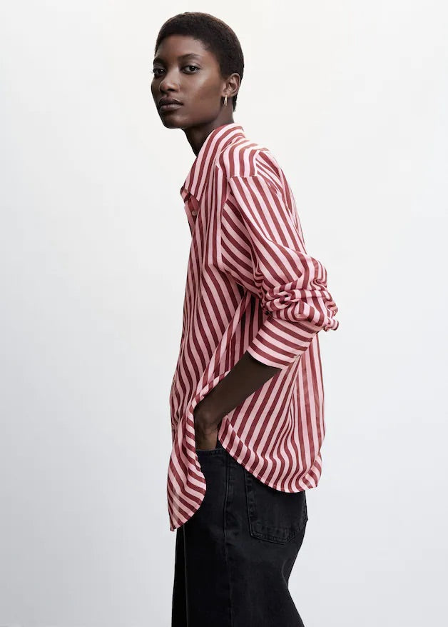 Striped cotton oversized shirt