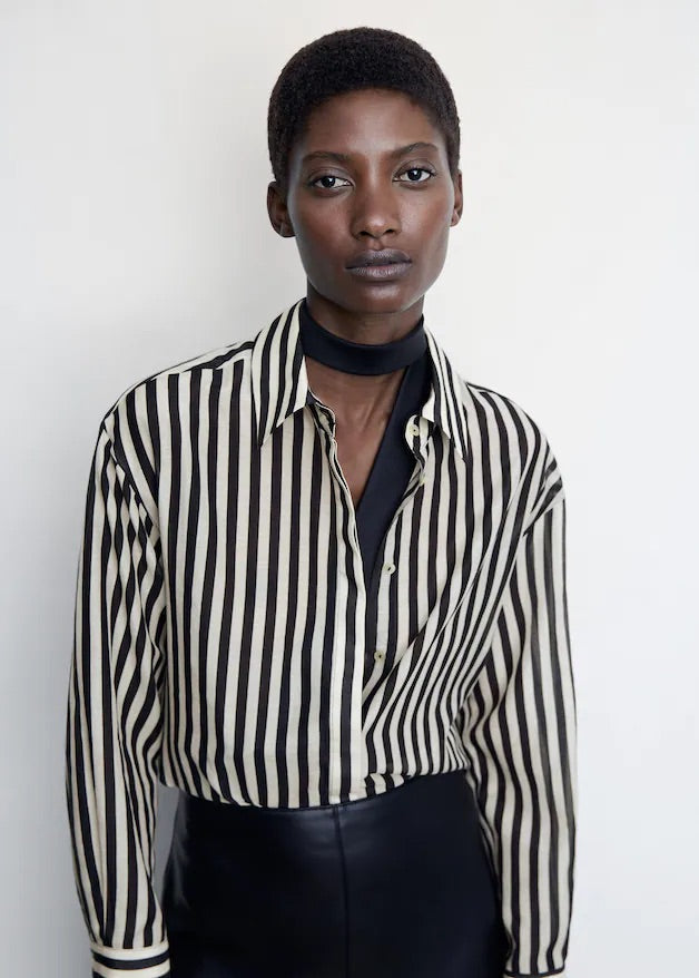 Striped cotton oversized shirt