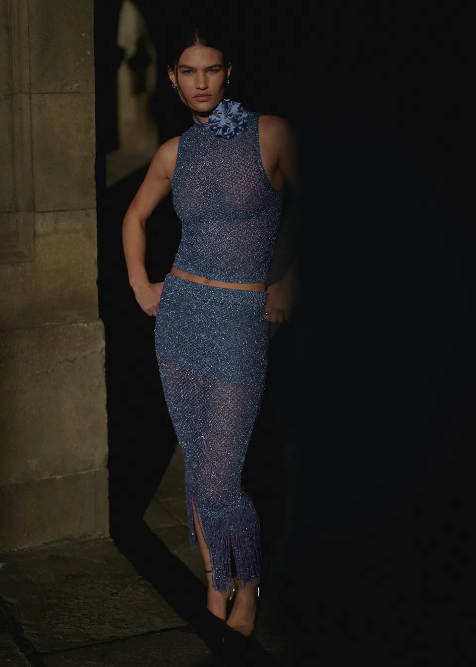 Metallic knit top