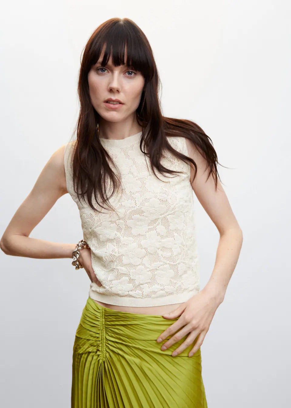 Floral openwork knitted top