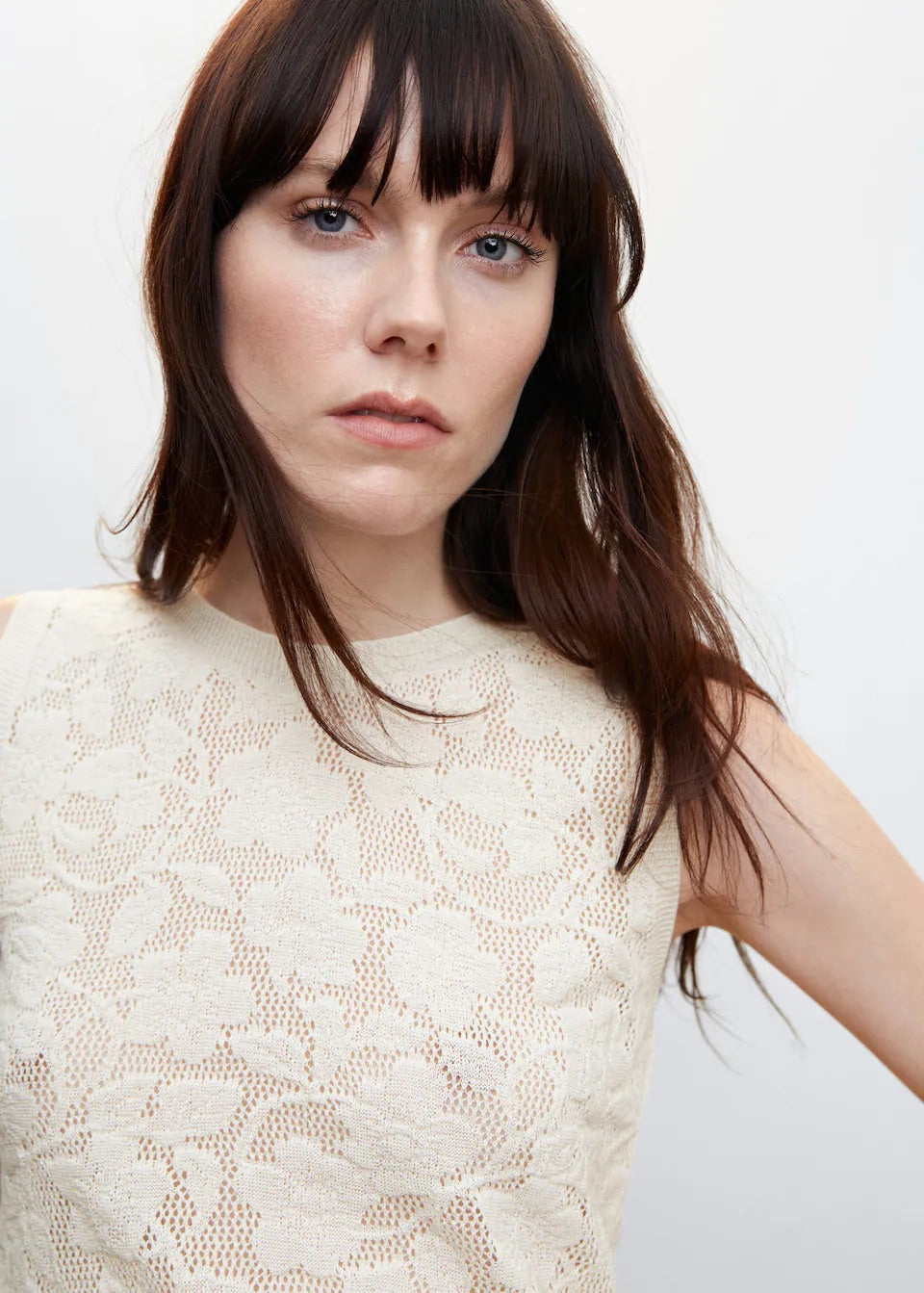 Floral openwork knitted top