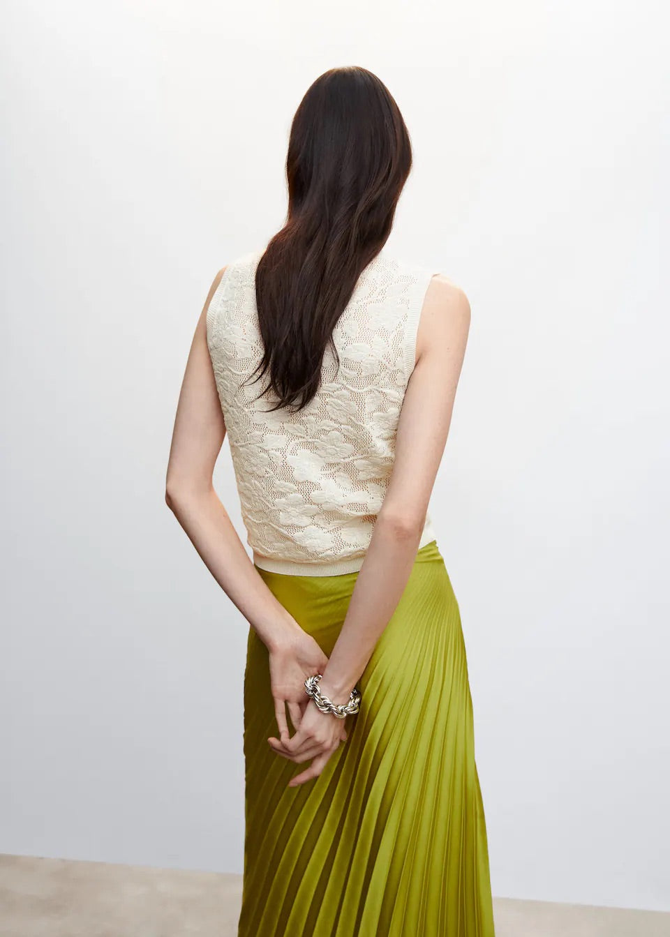 Floral openwork knitted top