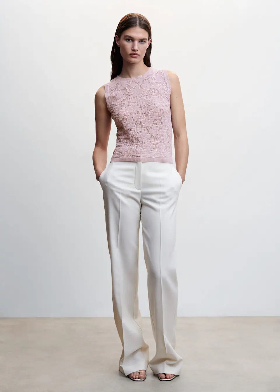 Floral openwork knitted top