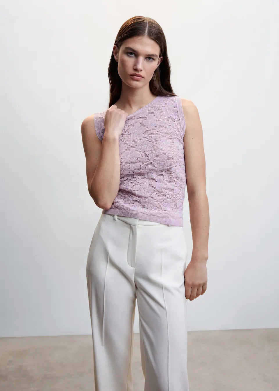 Floral openwork knitted top