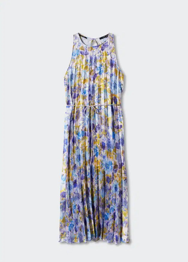 Printed pleated dress