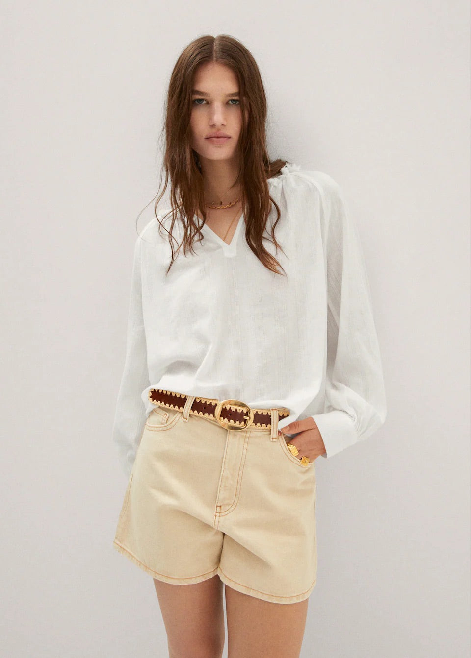 Textured cotton blouse