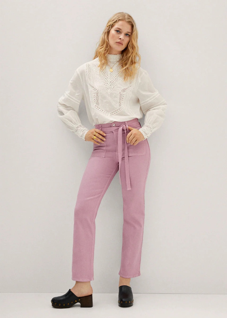 Cotton blouse with openwork details
