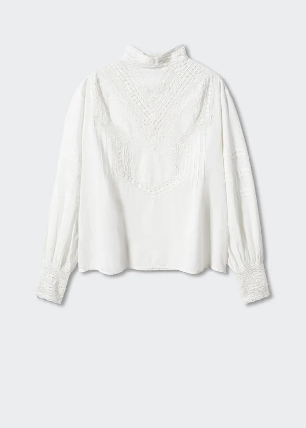 Cotton blouse with openwork details