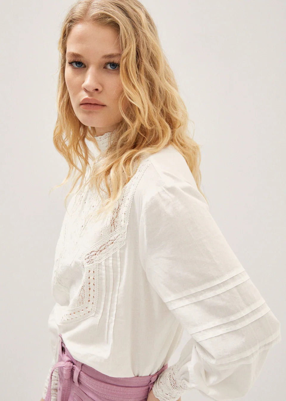 Cotton blouse with openwork details