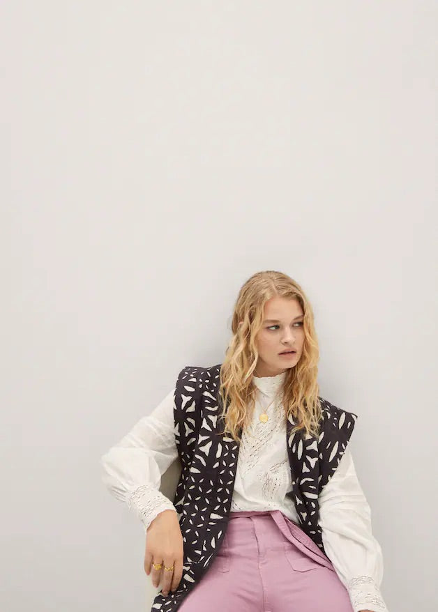 Cotton blouse with openwork details
