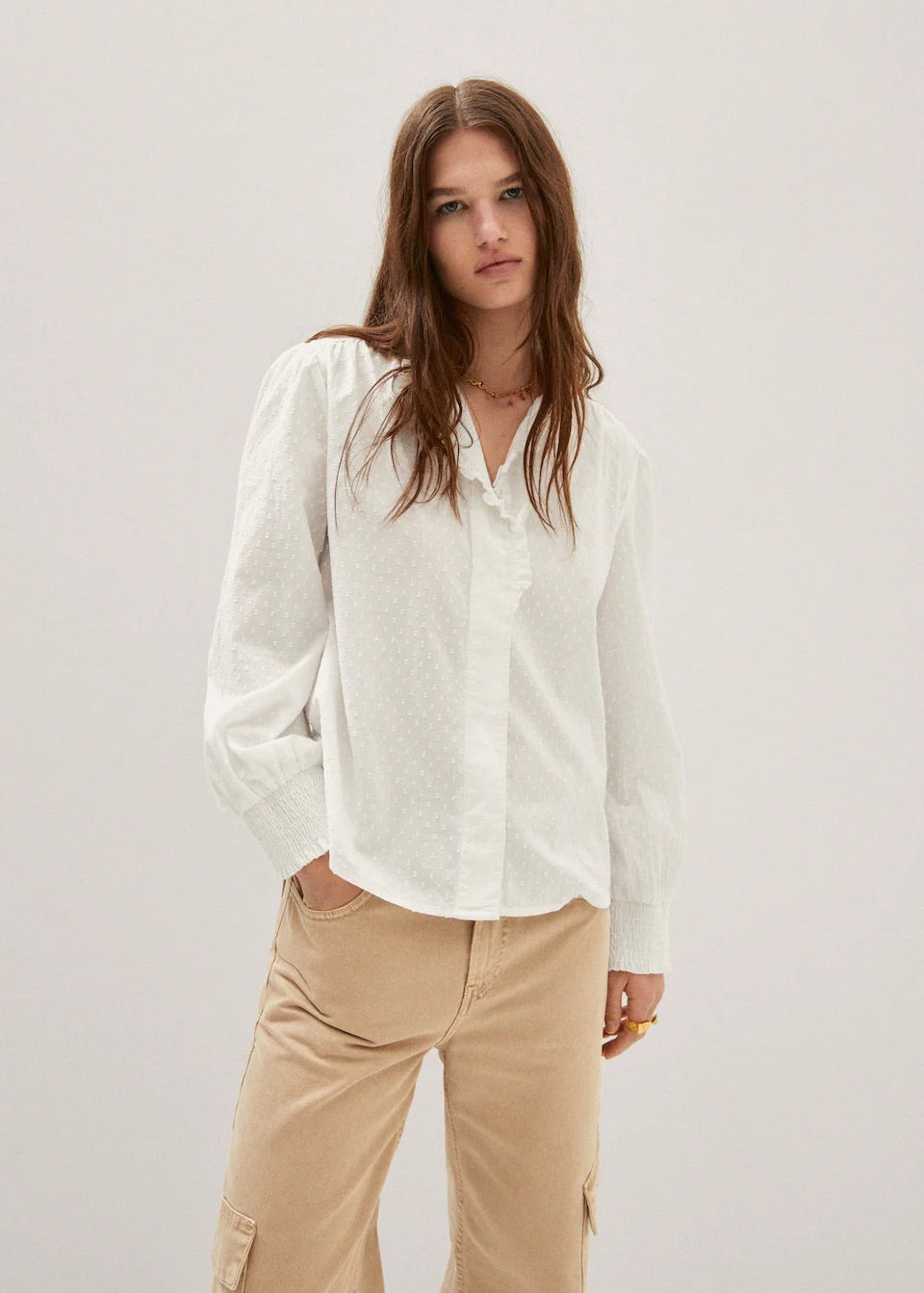 Ruffled plumeti blouse