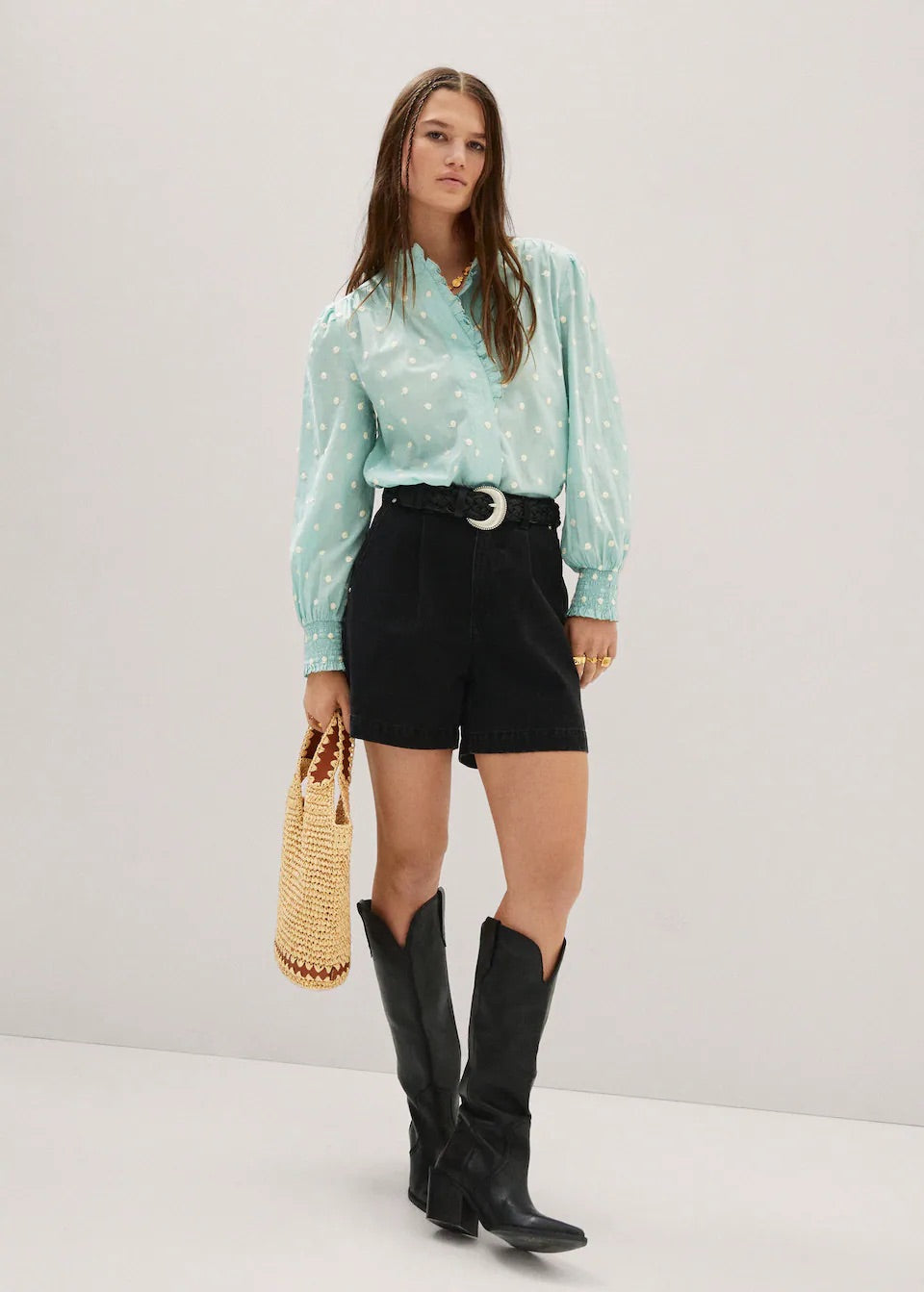 Ruffled plumeti blouse