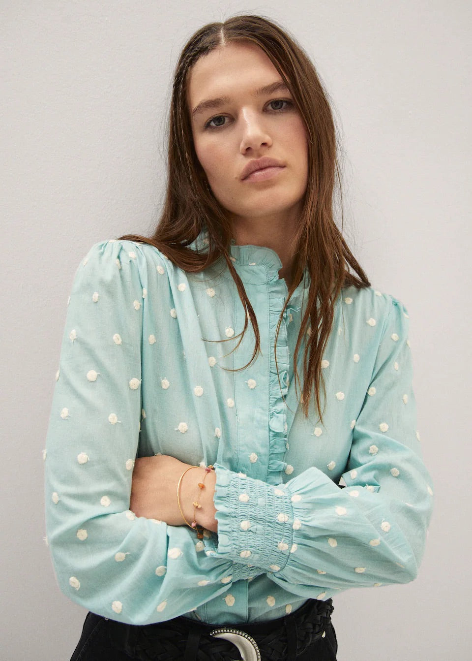 Ruffled plumeti blouse