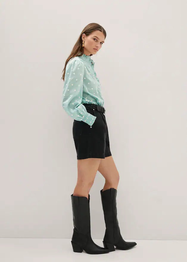 Ruffled plumeti blouse