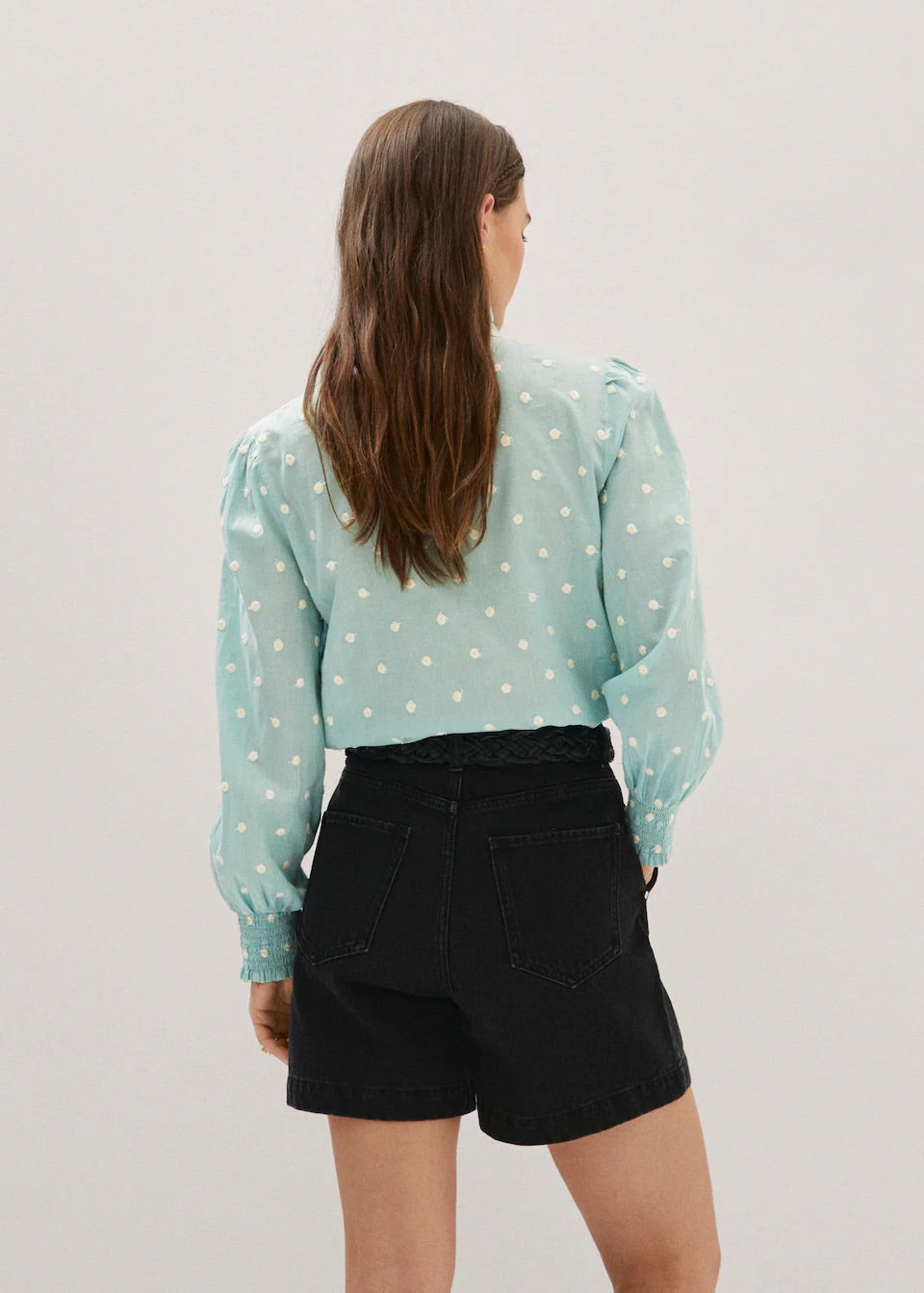 Ruffled plumeti blouse