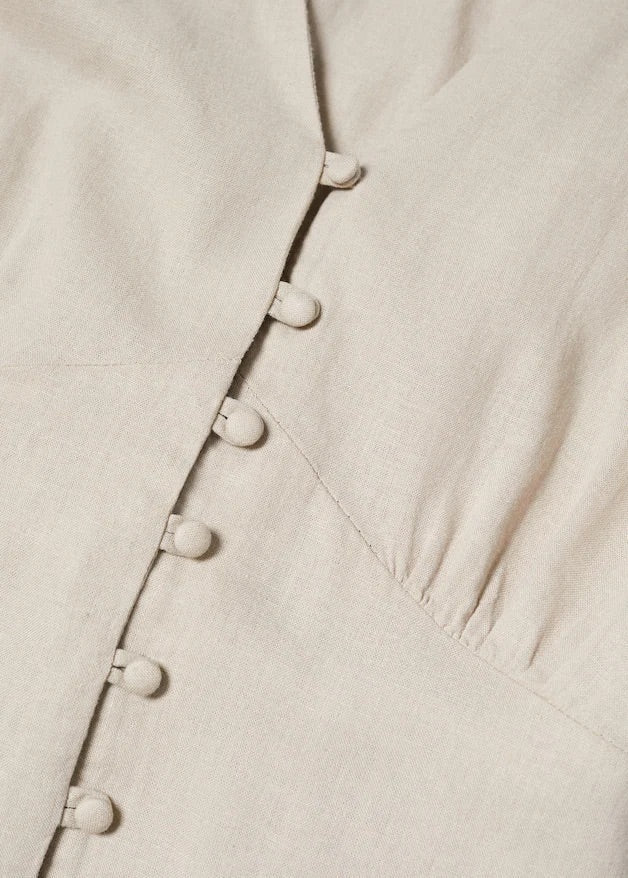 Buttoned linen-blend dress