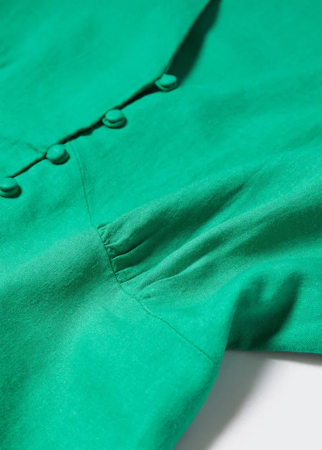 Buttoned linen-blend dress