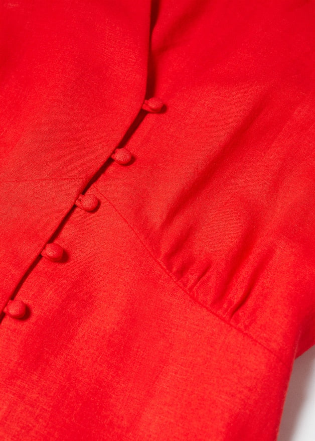 Buttoned linen-blend dress