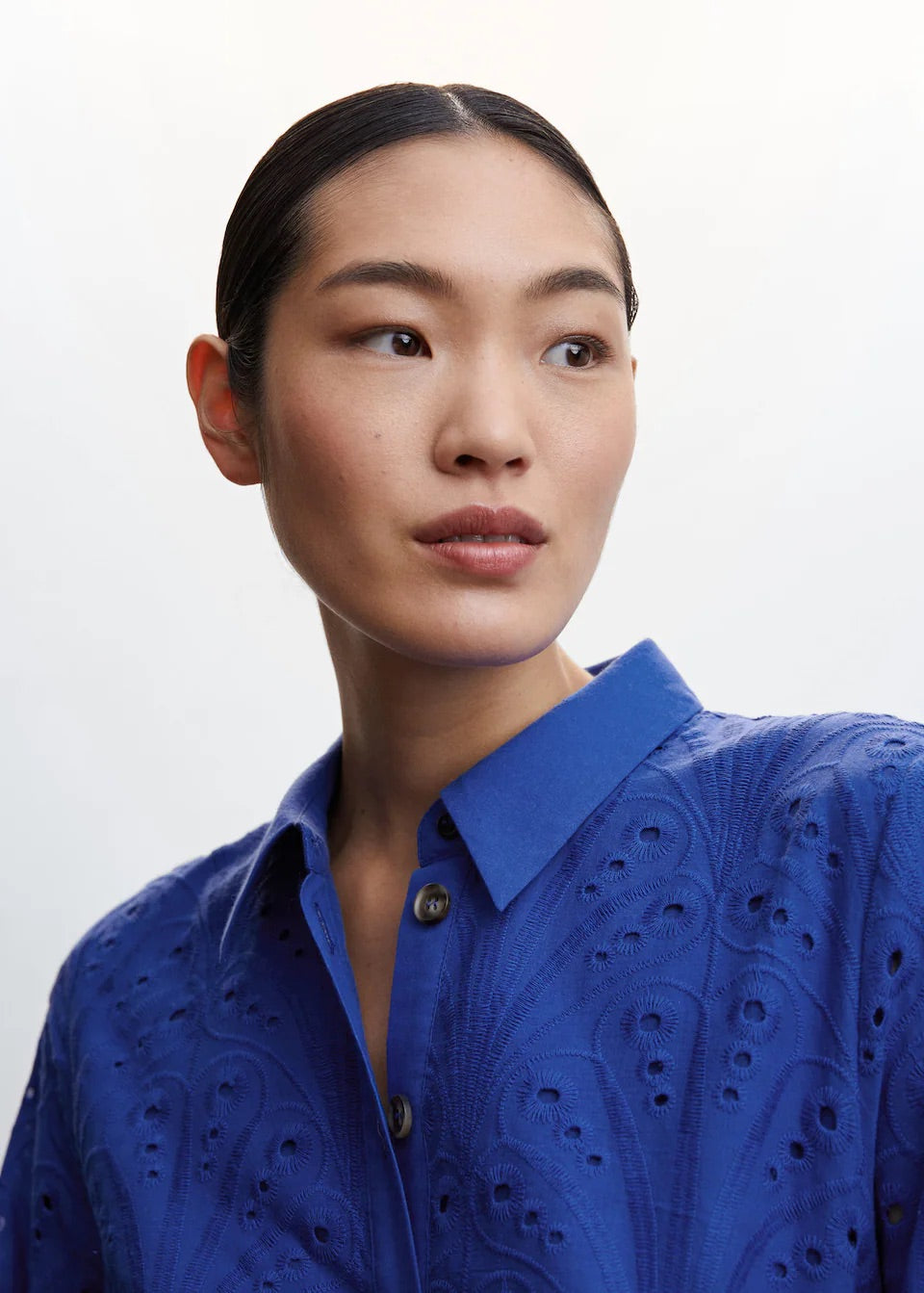 Openwork detail shirt dress