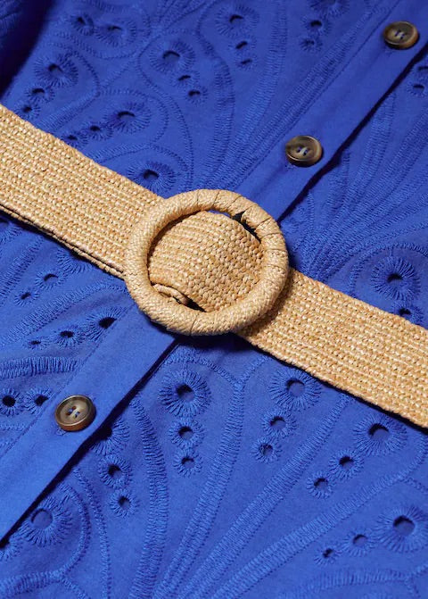 Openwork detail shirt dress