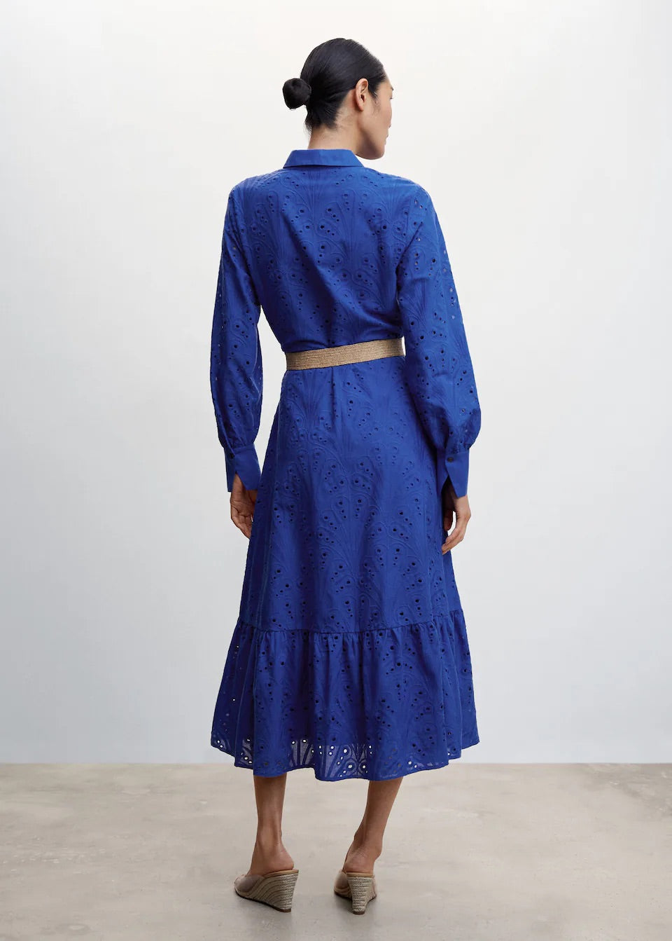 Openwork detail shirt dress