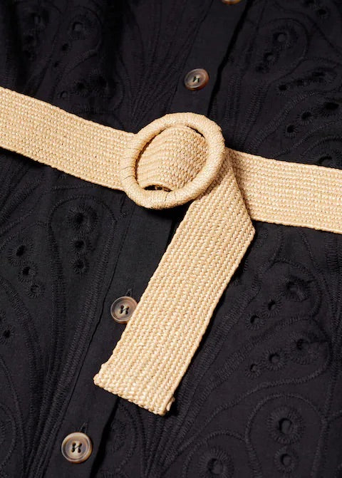 Openwork detail shirt dress