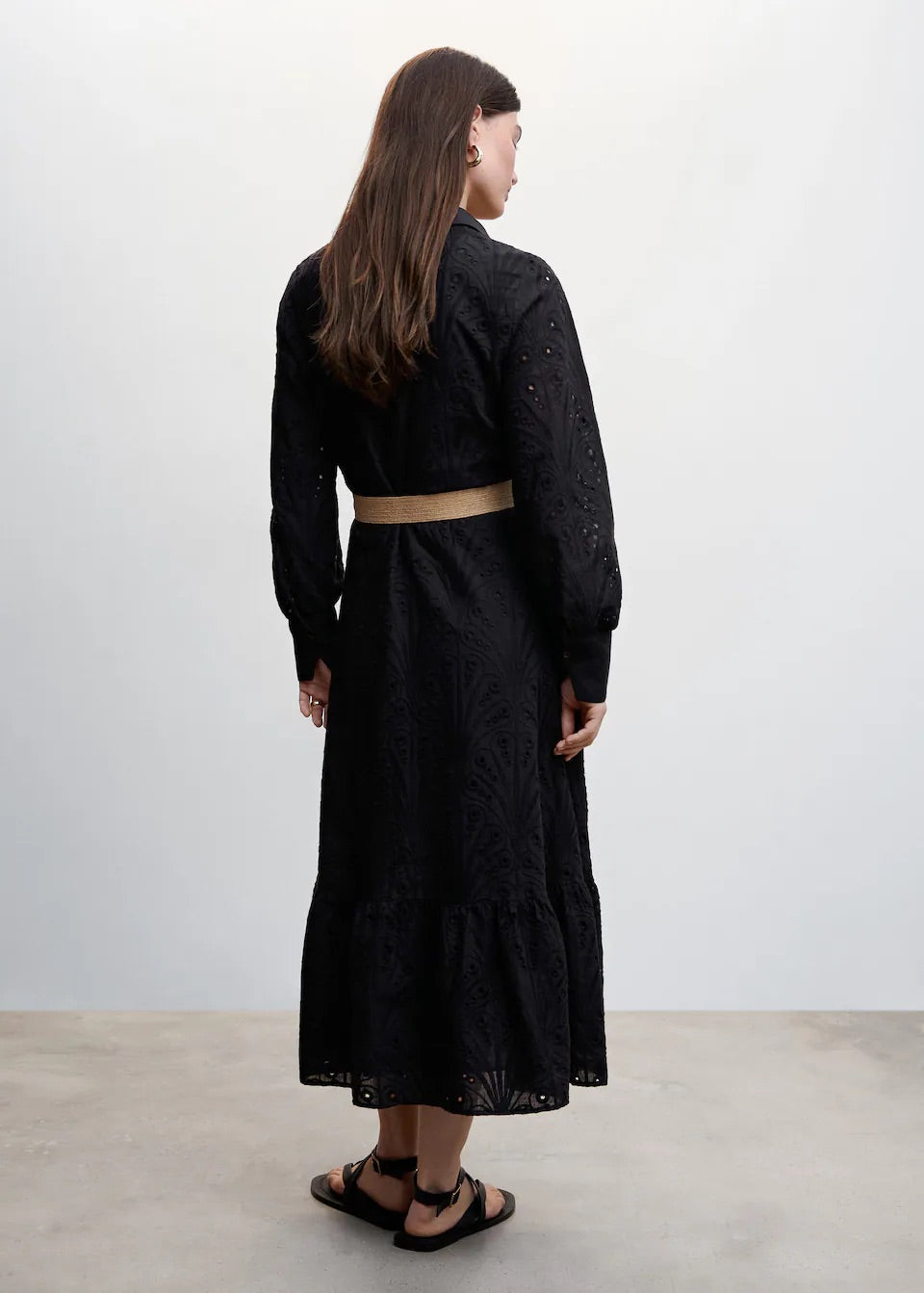 Openwork detail shirt dress